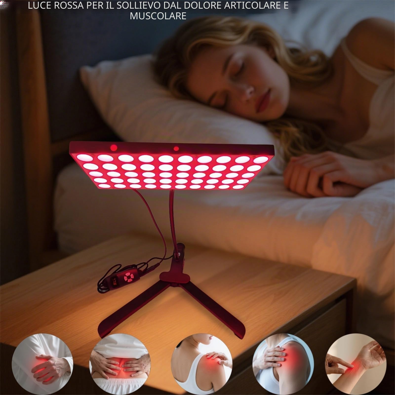 Lampada per terapia a infrarossi portatile a morsetto, 100 LED 660 nm e 850 nm, 30 W, 5 livelli di luminosità, collo d'oca e angolo regolabili, timer e protezione per gli occhi per il viso e il