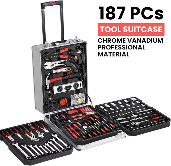 MALETIN DE ALUMINIO CON HERRAMIENTAS 187 PIEZAS