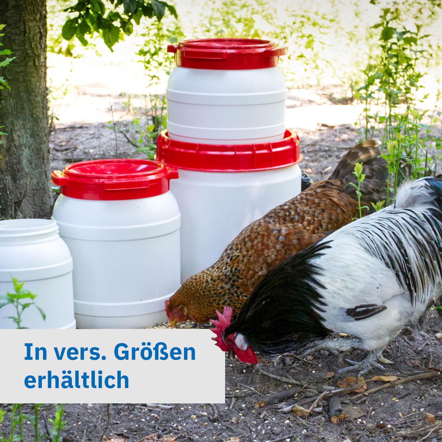 DIE BOX FABRIK Futtertonne für Tierfutter mit Deckel & Schaufel | Große Öffnung | Tierfutterbehälter | Futtercontainer | Futterbox | HDPE | Top-Qualität (6 Liter)
