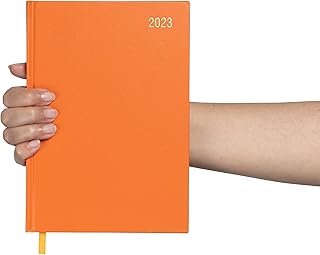 2023 Diary A5 Week to View Academic Diary Organiser Personal Office Desk Work School Teacher Planner Hardback with Ribbon Marker (A5 Week To View, Orange)