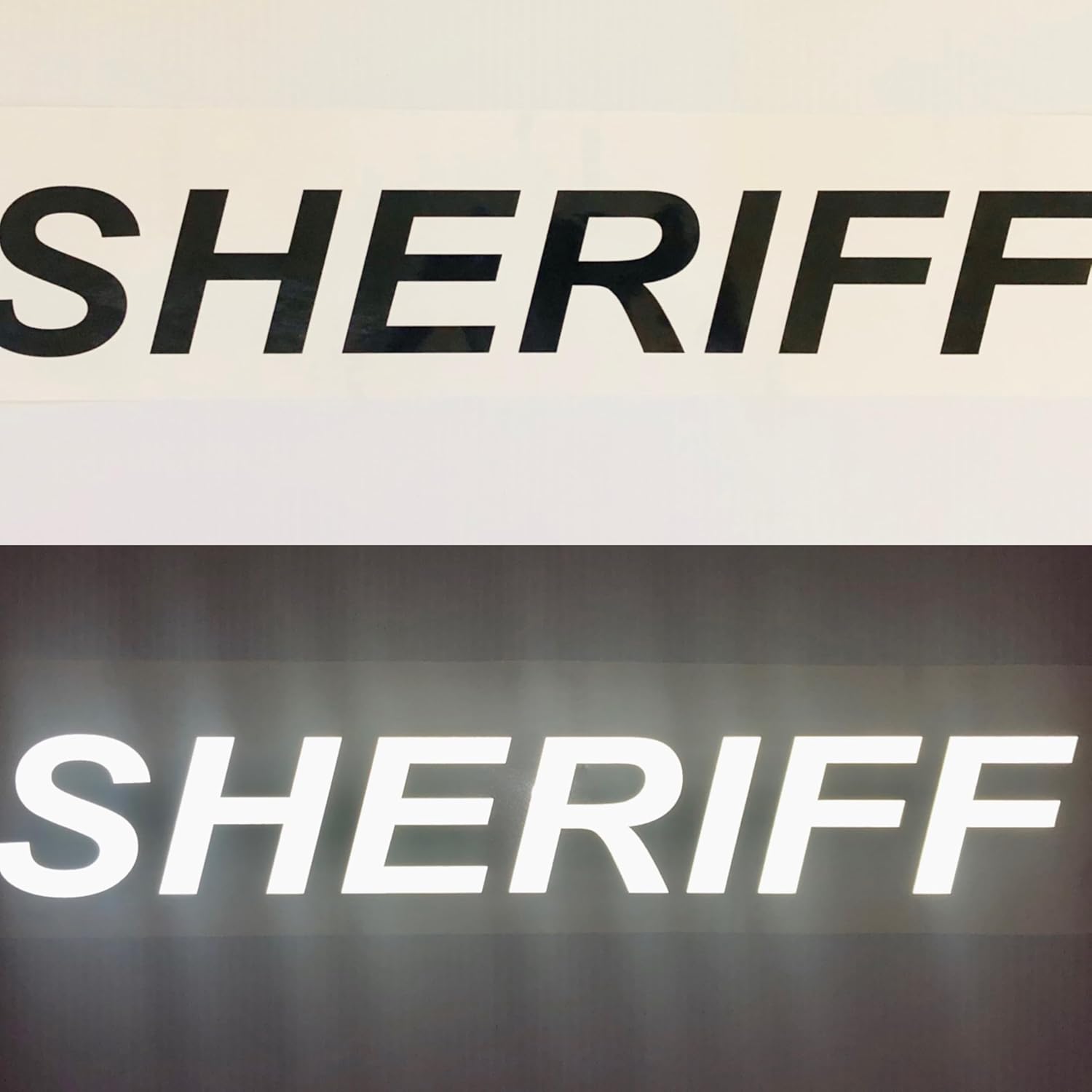 Sheriff 3"x20" Reflective Decal (Multiple Colors) Italic Bumper Sticker Oralite Nikkalite (White)