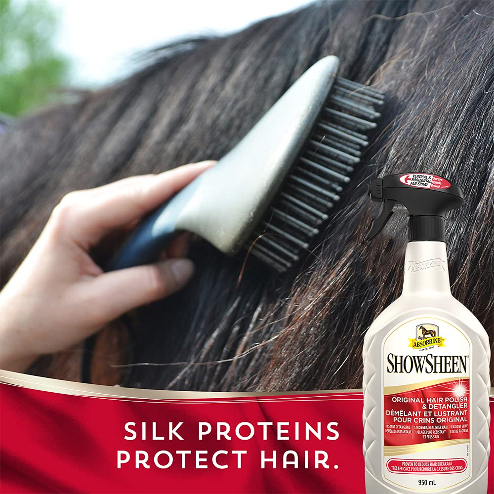 Absorbine ShowSheen Hair Polish and Mane & Tail Detangler, 950ml Spray Bottle - 3