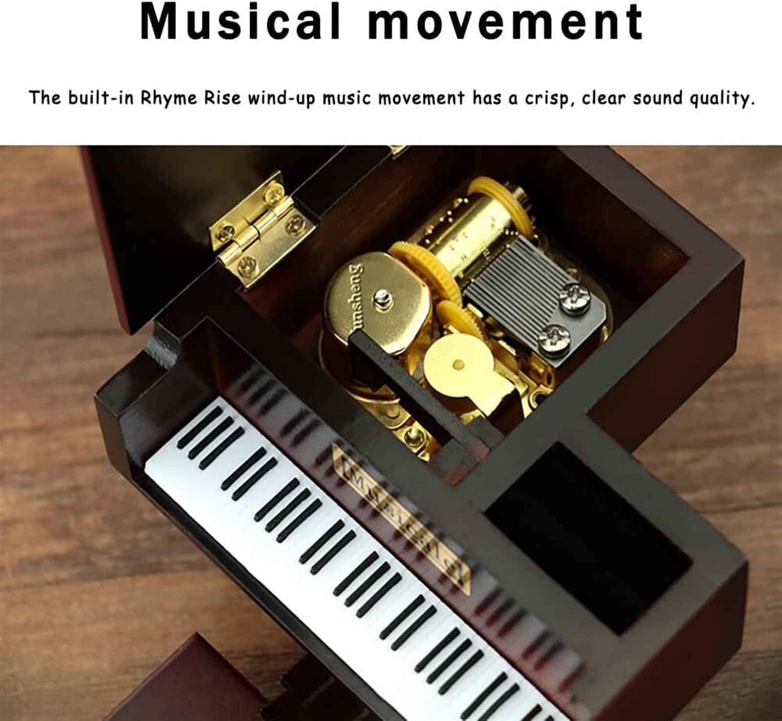 Caja Musica Caja Musical Caja De Música para Piano De Cola, Caja De Música con Manivela De Madera, Caja De Música De Madera con Taburete Pequeño, Regalos Caja Musica Familia