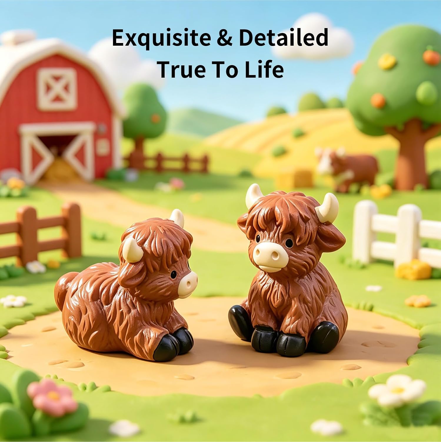 shixinhui 30 Pcs Mini Resin Highland Cow Figurines to Hide with 2 Styles image 5