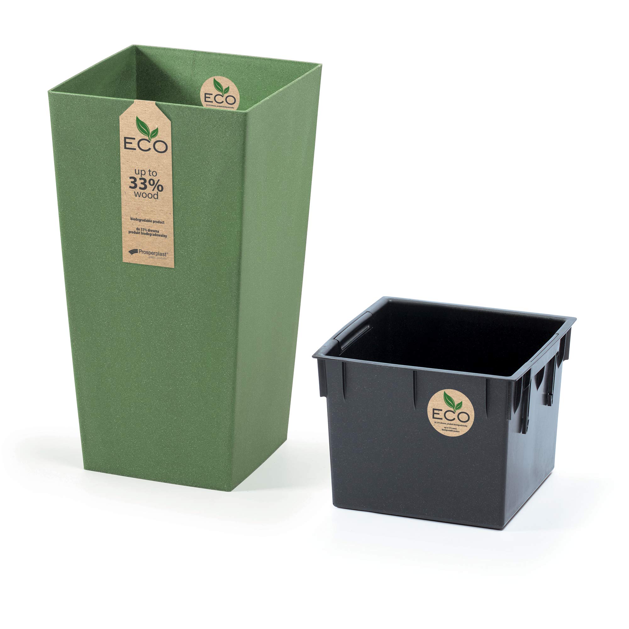 Urbnliving Green Eco-Friendly Biodegradable Square Flower Plant Pot Indoor Outdoor Garden Planter (2, Medium)