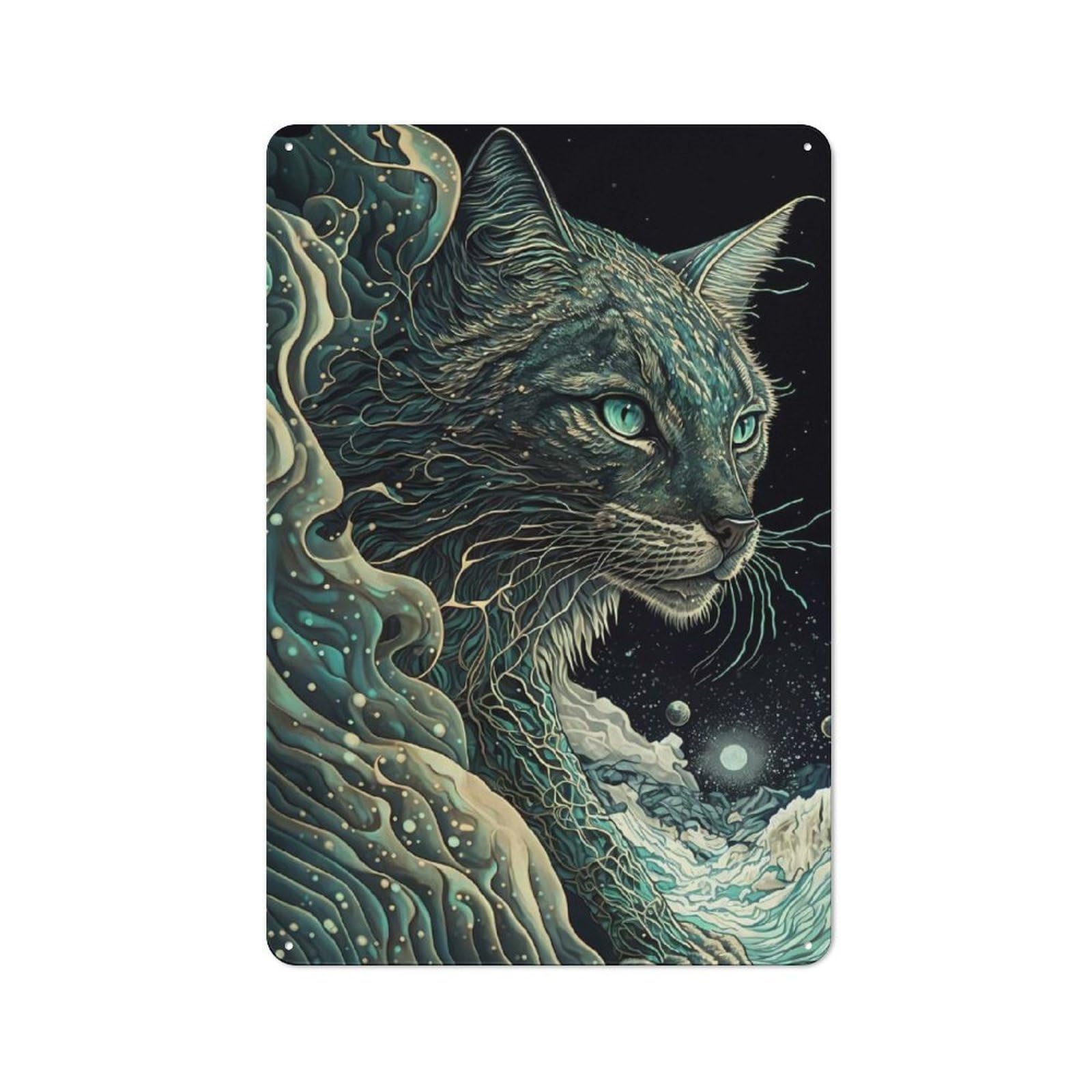 Junmoney Cougar Japanese Art Printed Metal Sign 30X20cm For Kitchen Or Home Bar, For Kitchen Decor Lovers, For Retro Home Interiors