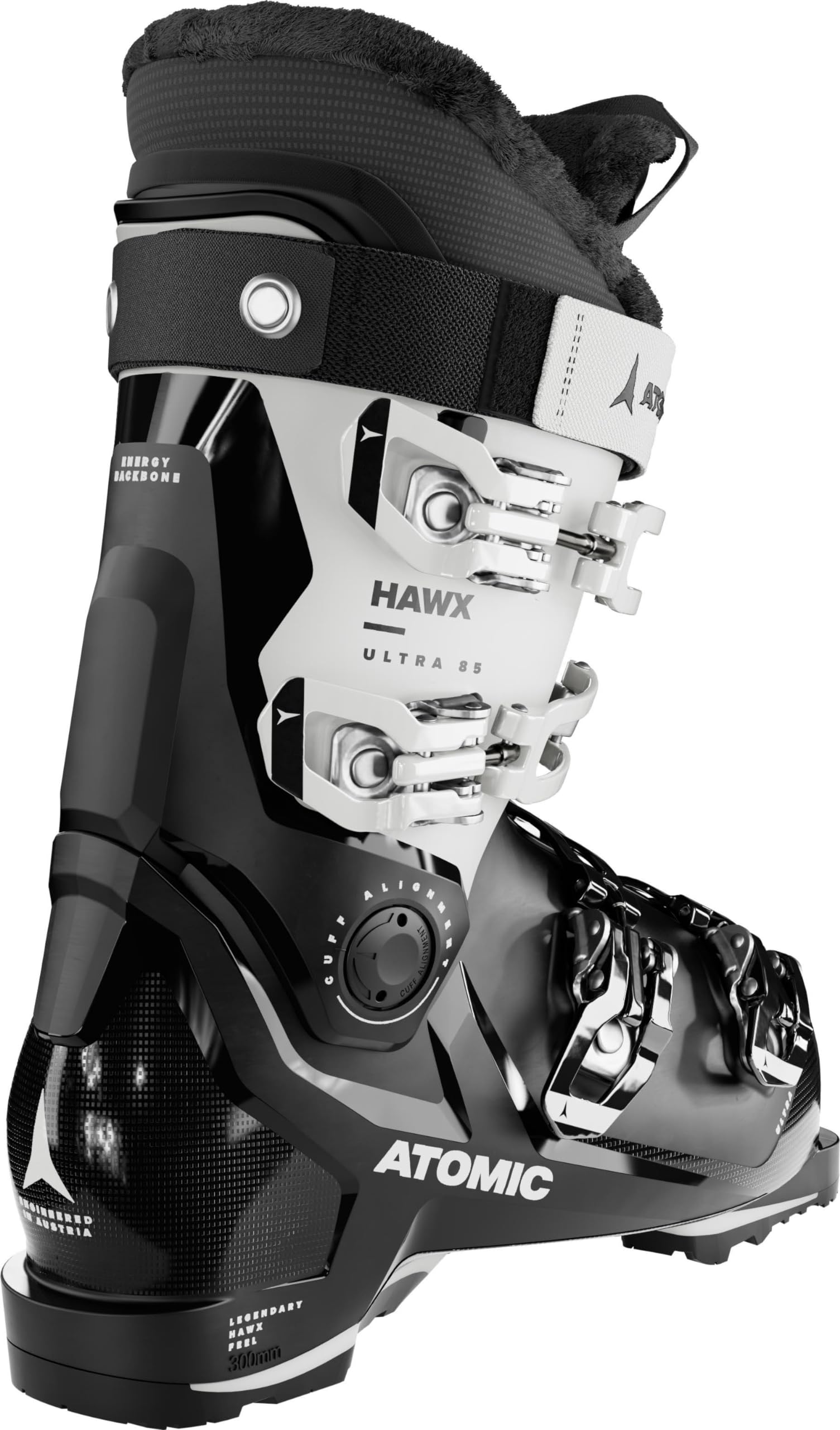 ATOMIC HAWX ULTRA 85 W GW Botas de esquí – Talla 22/22.5 – Botas de esquí para mujer en negro/blanco – Botas con tobillo y talón 3D para ajuste anatómico – Botas de esquí estrechas con ajuste de 98 mm