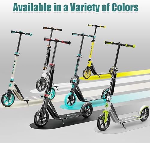 Miniatura 7 de Scooter para niños de 6 a 12 años y adultos  Altura ajustable, plegable, marco de aluminio ligero  Soporta hasta 220 libras  Paseo suave en