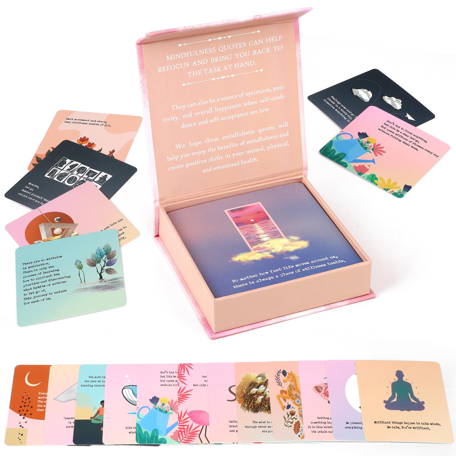 Tarjetas de afirmación positiva para mujeres, 48 tarjetas de alivio del estrés y cuidado personal, tarjetas de atención plena para meditación diaria, alivio de la ansiedad y relajación