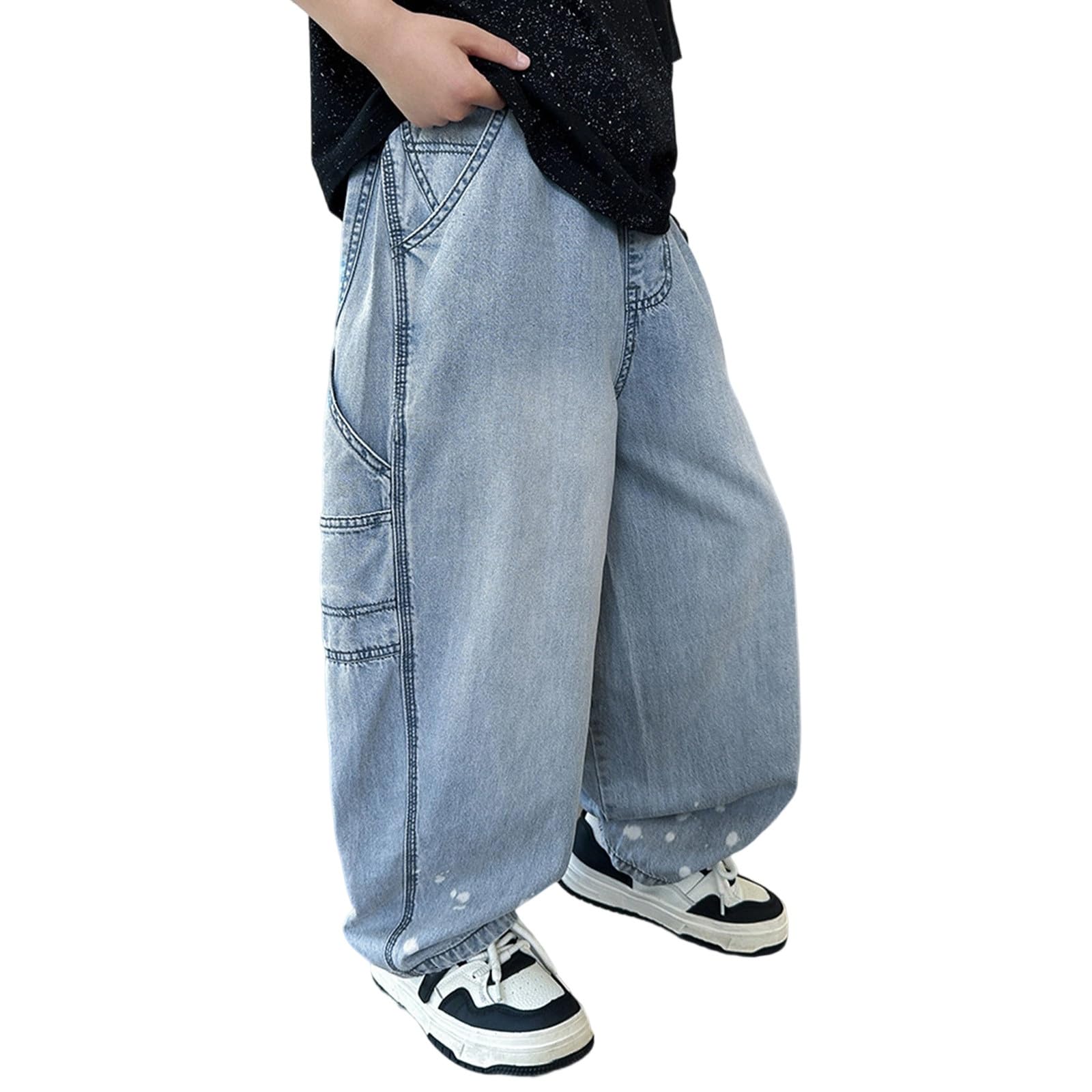 Generico Jeans Bambini e Ragazzi-Pantaloni Estivi Leggeri Casual per Bambini dai 5 ai 16 Anni, in Lino e Denim, Traspiranti, Comodi da Indossare Ogni Giorno, per Primavera, Estate e Autunno.