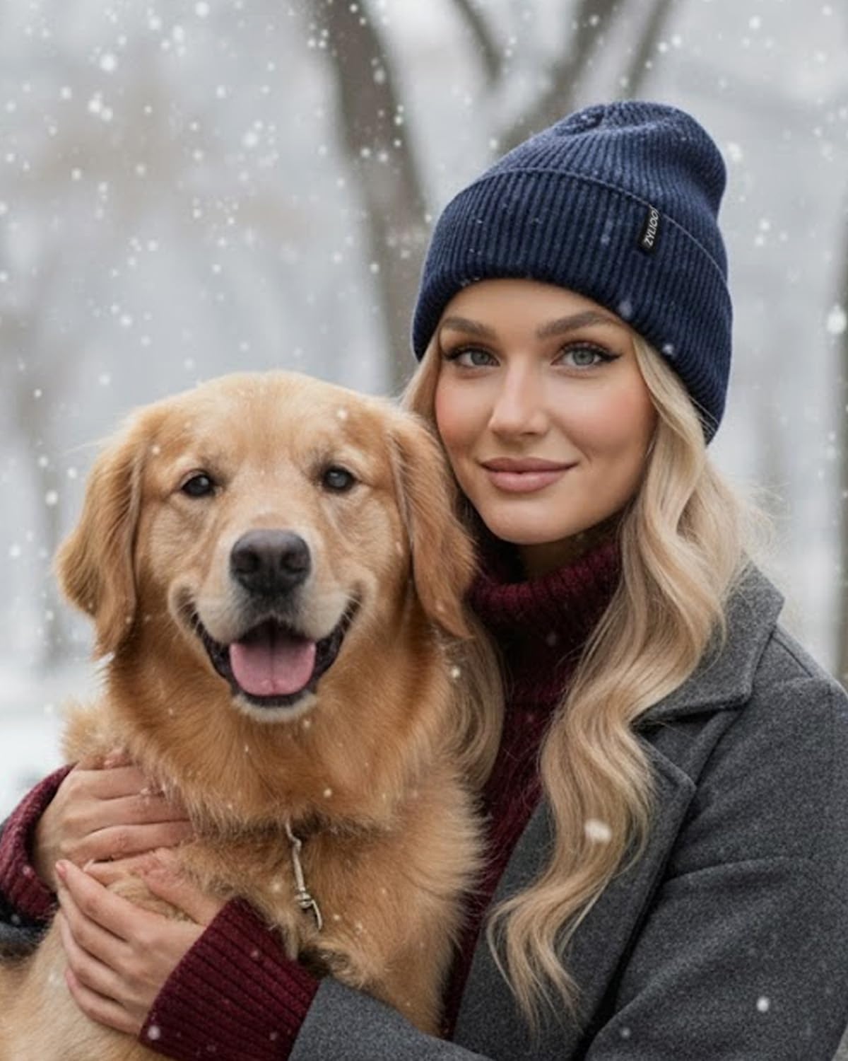Zylioo Oversize Beanie Hats, XXL Big Size Ribbed Knit Cuffed Winter Hat for Cold Weather, Warm Skull Watch Cap