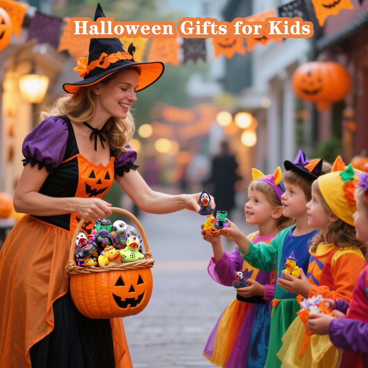 24 Pcs Halloween Rubber Ducks in Bulk, Ducking for Jeeps Baby Bath Toys, Halloween Goodie Bags Fillers Stuffers, Party Favors Supplies, Birthday Gifts Classroom Game Prizes for Kids