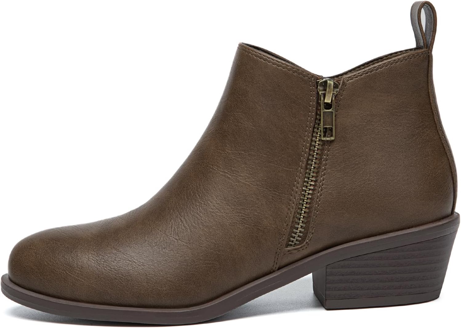 Athlefit Women's Ankle Boots Chunky Low Heel Comfortable Short Boots Round Toe Dress Booties with Side Zipper