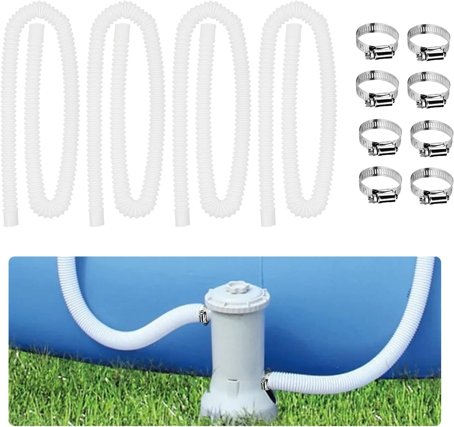 YLSAZL Pool Replacement Hose,1.25 Inches Diameter Hose [Set of 4],Pool Filter Pump