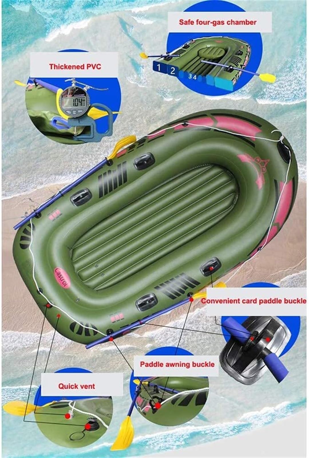 Nadmuchiwany kajak, ponton dla dorosłych, gumowa łódka, tratwa nadmuchiwany kajak, sporty wodne w basenie 190X120cm płaska ilość przed pompowaniem