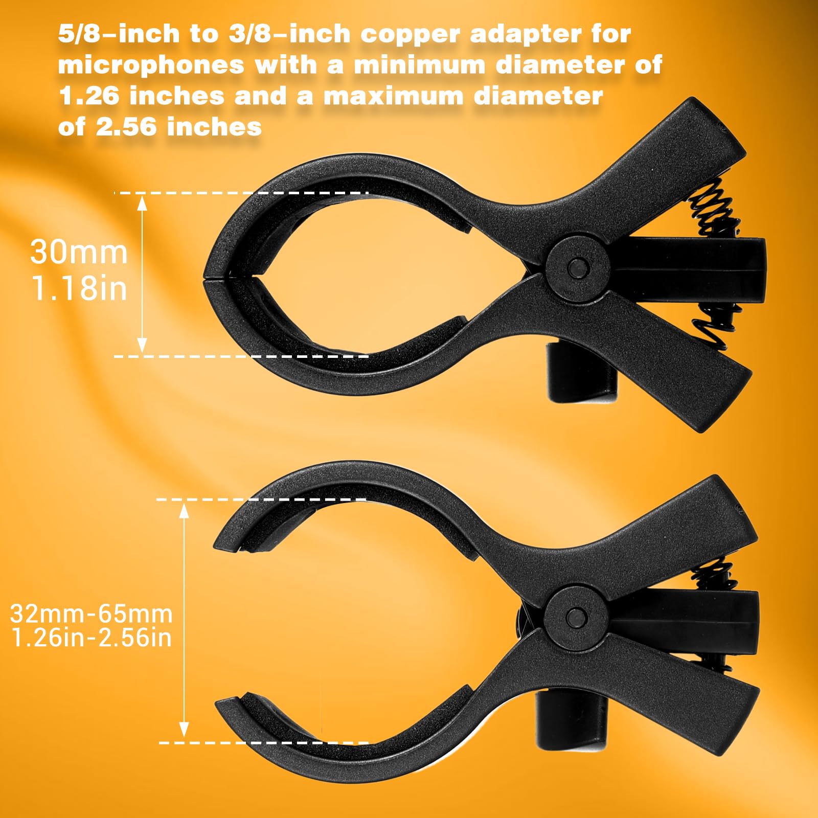 Microphone Clip for Mic Stand Large Mic Clips Holder for Handheld Microphones and Recording Condenser and Wireless Microphones with Diameter Range 1.26" from 2.3" - Image 2