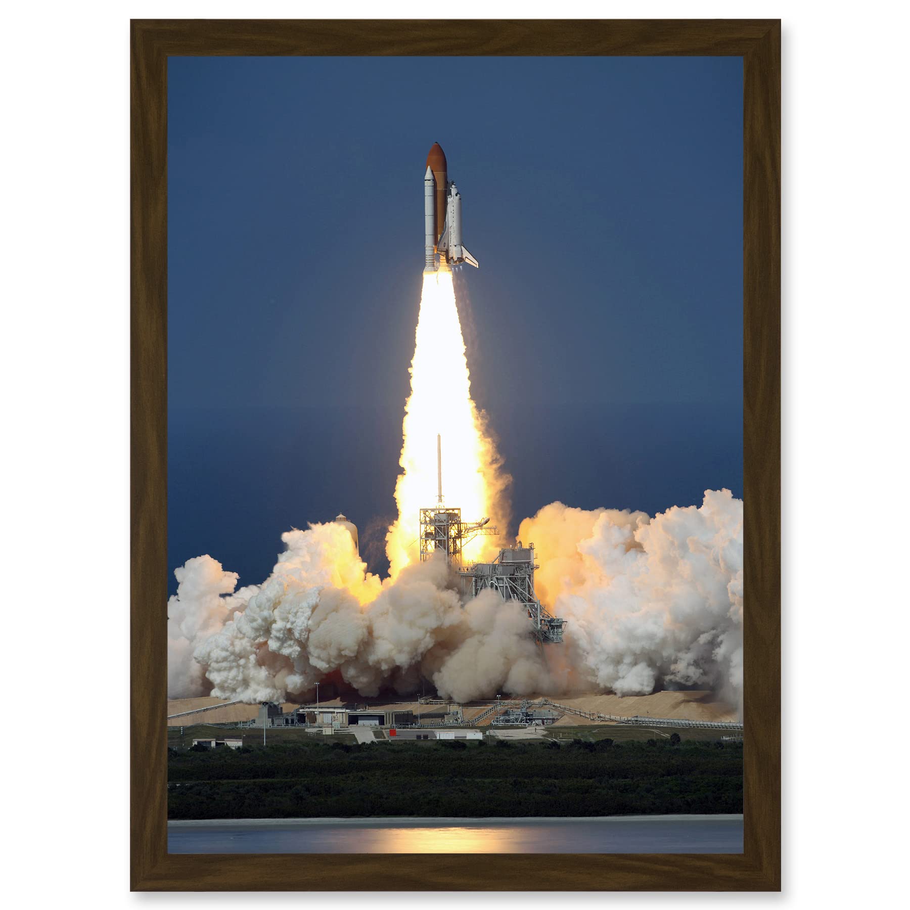 Artery8 Shuttle Discovery Launch NASA International Space Station Artwork Framed Wall Art Print A4