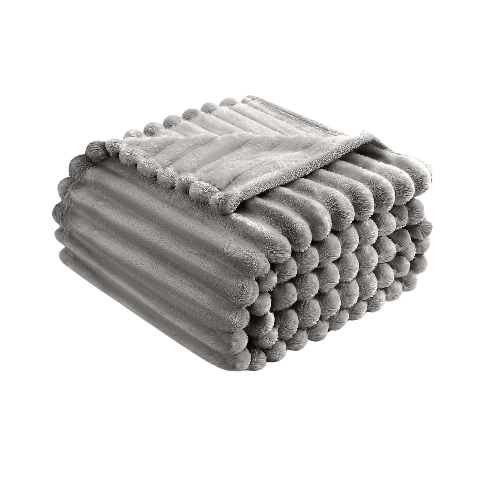 Nfk Textile Grey Luxury Chunky Ribbed Throw Blanket - Fluffy Sherpa Fleece, Thermal Warmth & Hypoallergenic - Cozy Extra Large Throws For Sofa, Bed, Couch (, Double (150X200 Cm))