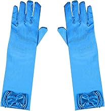 Girls Princess Long Gloves, Bow Ties Silk Satin Gloves For Girls Dress Women Birthday Halloween Party Costume