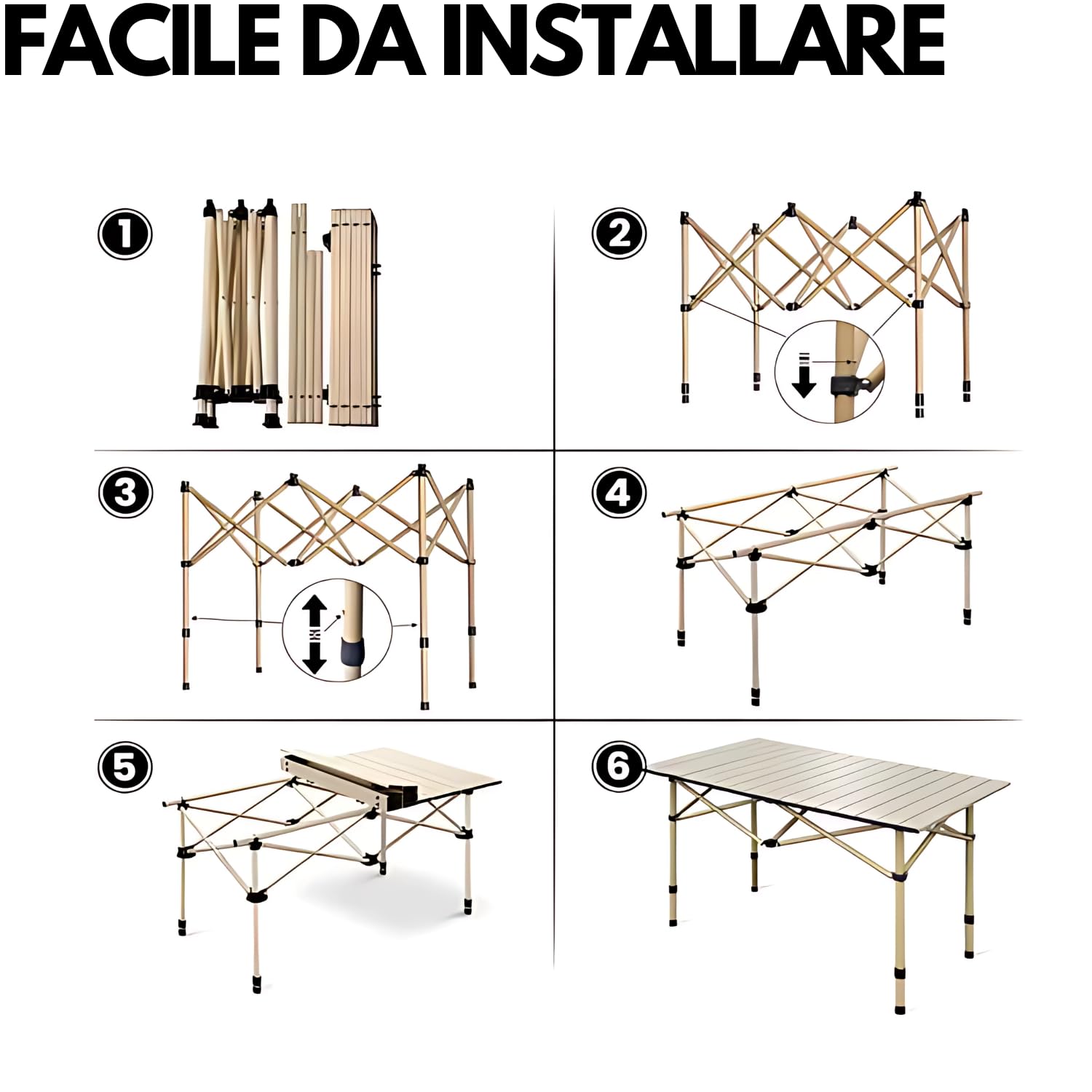 Tavolino Pieghevole Salvaspazio Piccolo Tavolo Alluminio Dimensioni 50 x 50 x 51 cm Portatile Richiudibile Campeggio Picnic Balcone Spiaggia Casa Interni Esterni