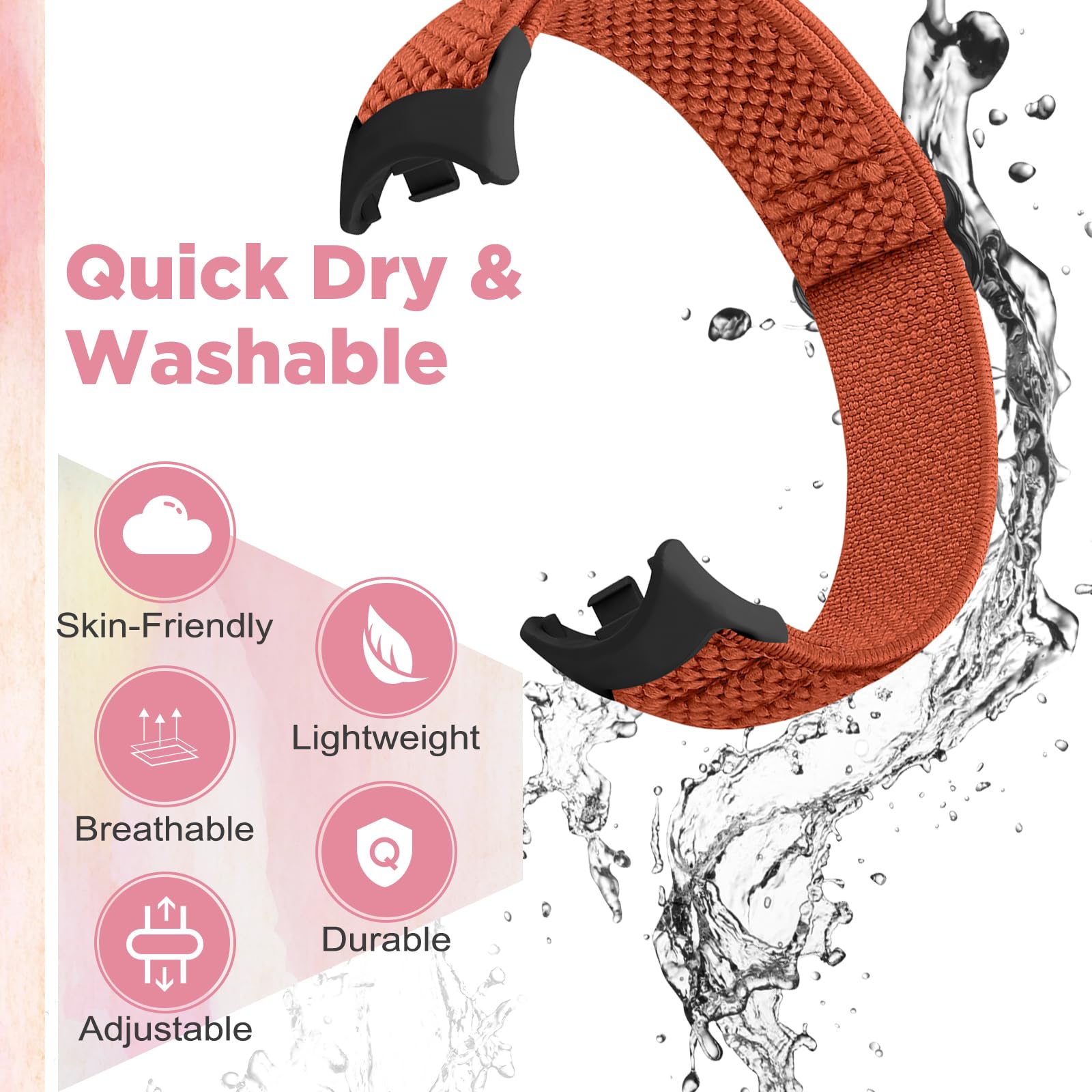 Runostrich Elastic Nylon Watch Strap Compatible with Xiaomi Smart Band 10/9/8 Sports Strap Soft Watch Band Adjustable Replacement Band for Women Men - Image 4