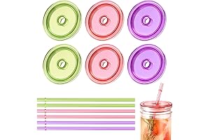 Aieve Mason Jar Lids with Straws Perfect for Wide Mouth Mason Jars