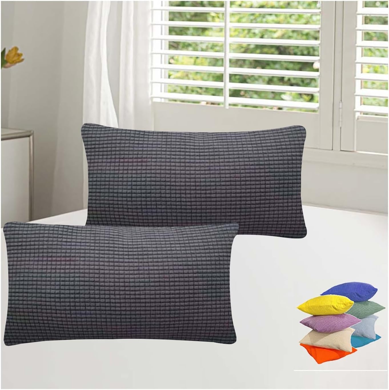 Throw Pillow Covers 18x18 Cotton and Polyester Pillow Protectors 20x20 Set of 2 Pillowcases Standard Long Pillow Cases with zipper Decorative for Sofa Car Bed Cushion Slipcover(170,60x80 cm 24x32 in)