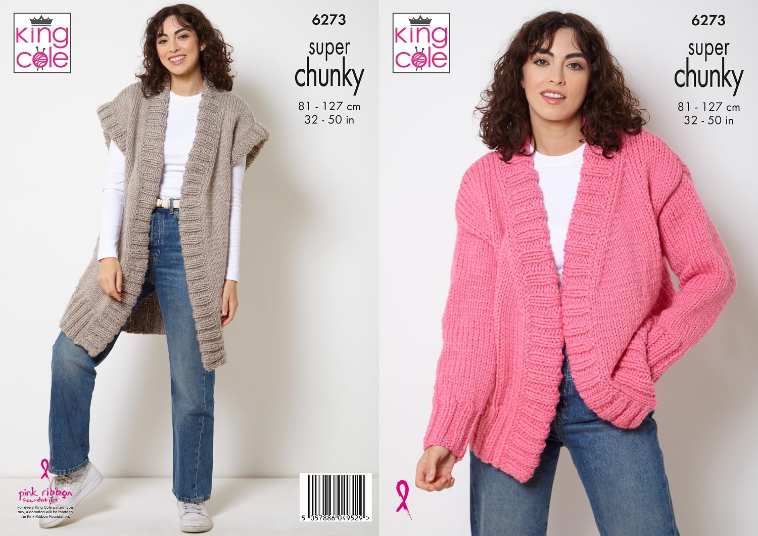 Knitting Pattern Waistcoat & Jacket Ladies Super Chunky 6273 King Cole