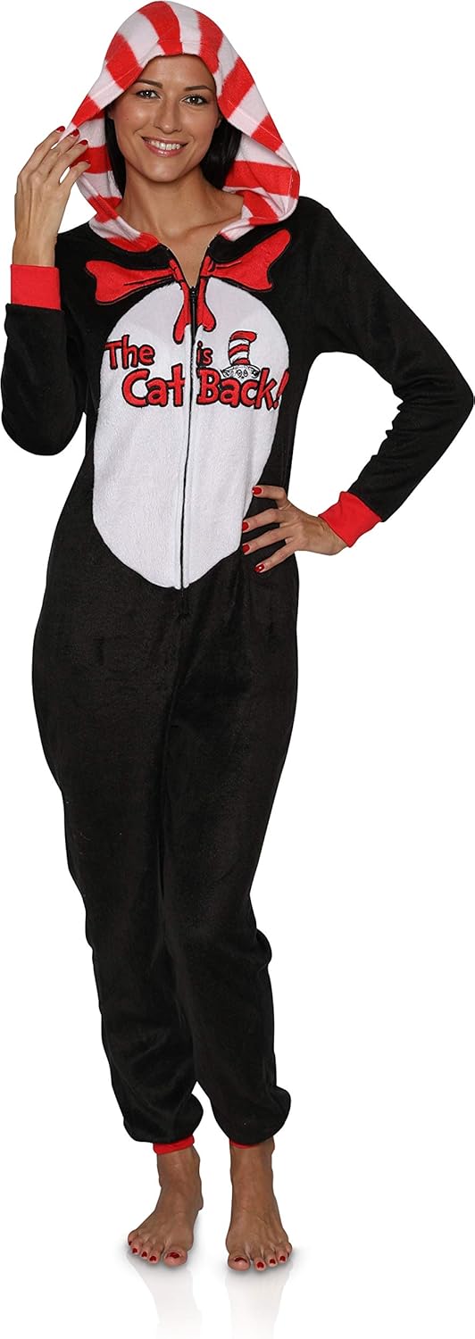 Thing 1 and thing 2 footed pajamas for adults Clearance