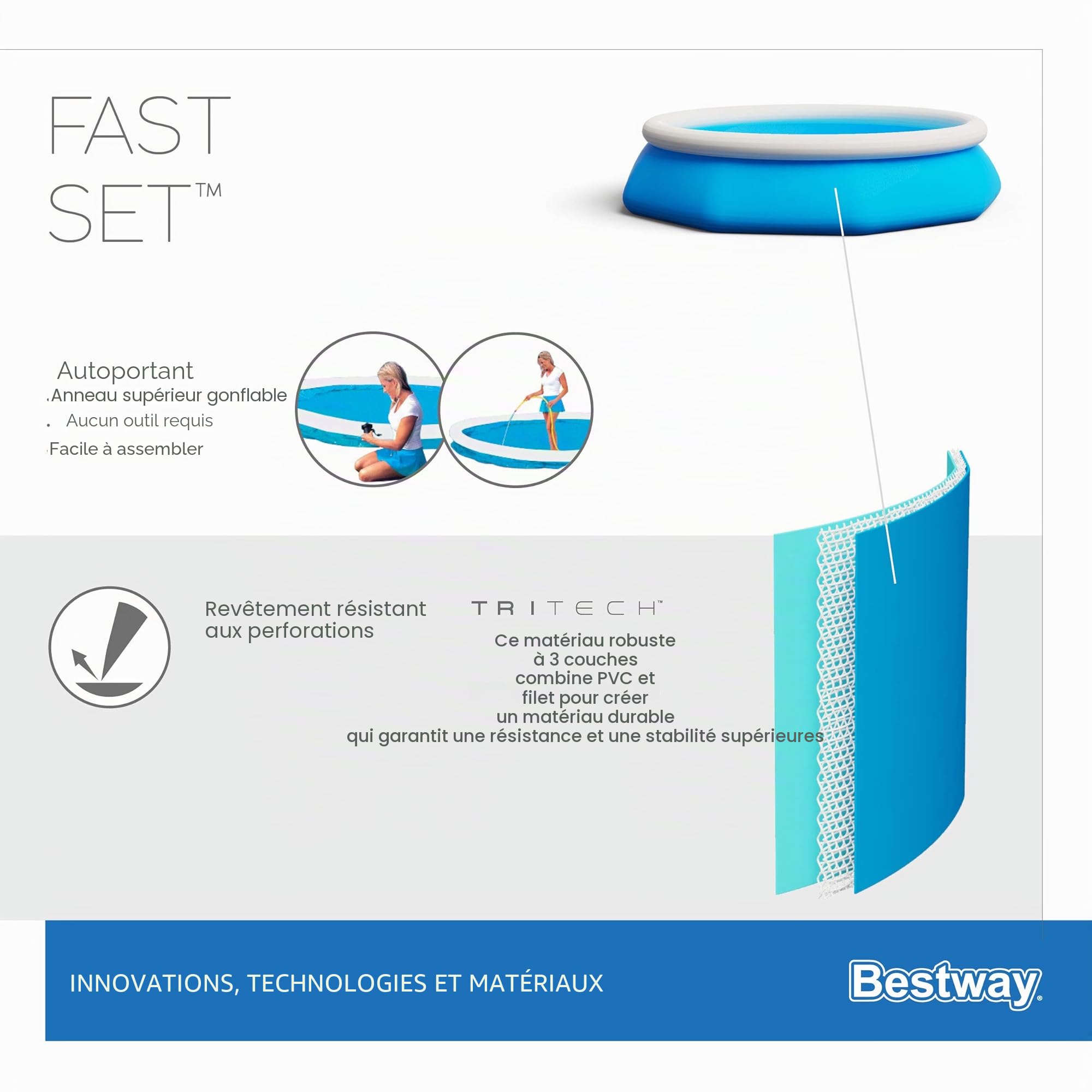 Bestway Piscine - 305 x 76 cm - Bleu 57270