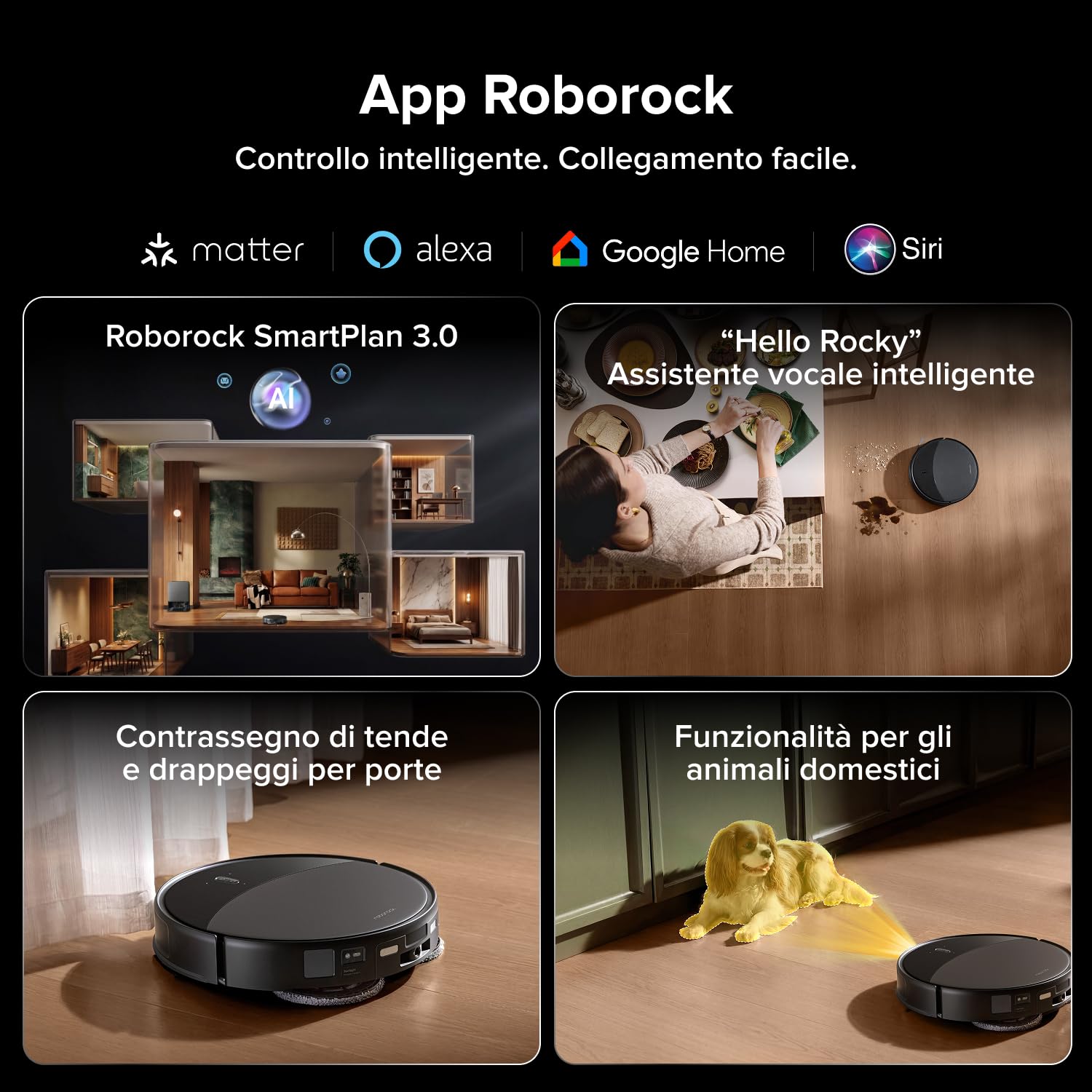 roborock Saros 20 Set Robot Aspirapolvere Lavapavimenti 36.000Pa, Supera Ostacoli da 8,8cm, Anti-Groviglio, Evita Oltre 300 Oggetti, Lavaggio Mocio con Acqua a 100°C, Nuovissima RockDock, Hello Rocky