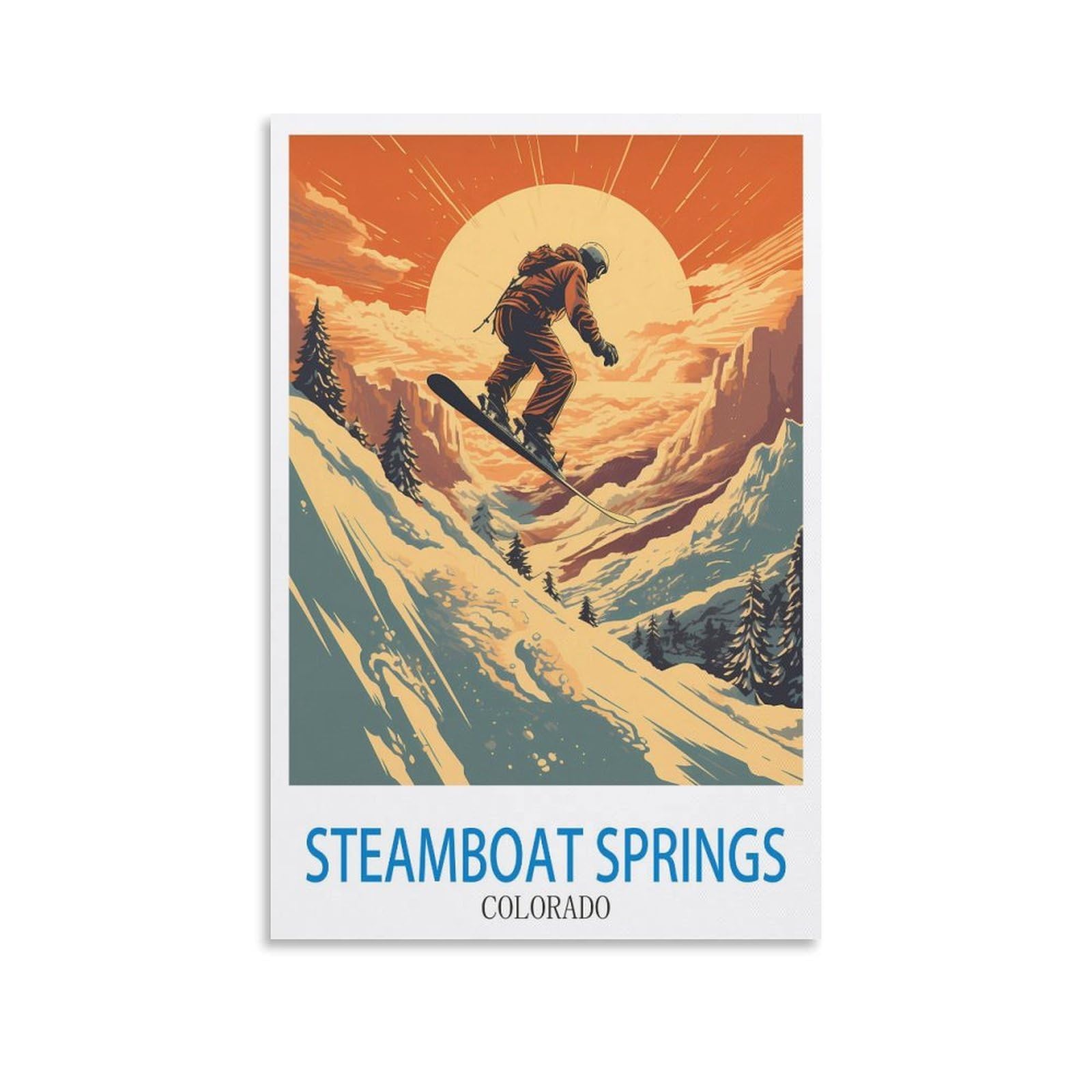 Steamboat Springs Colorado Vintage Travel Posters Ski 08x12inch(20x30cm) Canvas Printing Home Decor Wall Art Prints