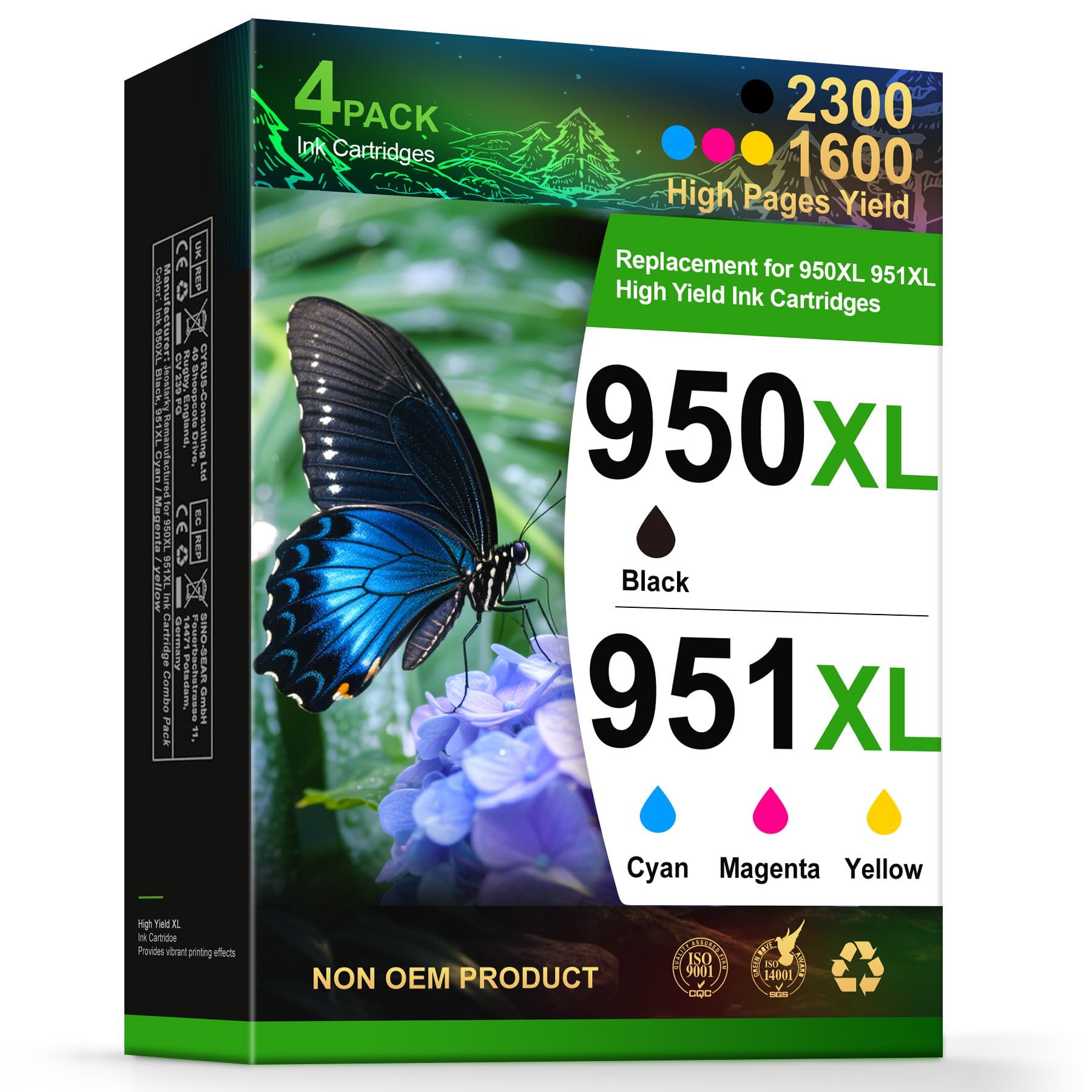950XL 951XL Ink Cartridges Combo Pack Replacement for HP 950 951 / 950XL 951XL, Compatible with HP OfficeJet Pro 8600 8610 8620 8630 8640 8660 251DW