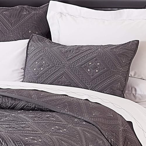 Miniatura 4 de Calla Angel Fern Crystal - Funda de almohada acolchada de seda sintética, euro, 26 x 26 pulgadas, grafito