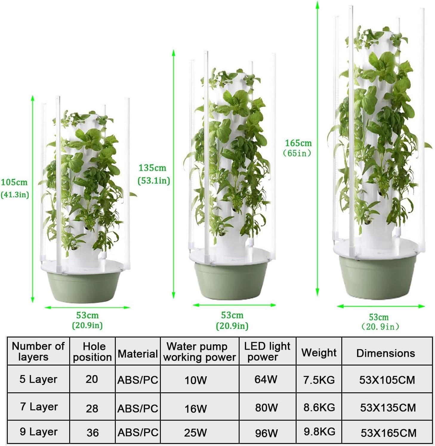Sistemas de Cultivo hidropónico para jardín,huerto Inteligente de Interior con luz LED,Torre hidropónica para Plantas y Vegetales,Ideal para Amantes de la jardinería 7thfloor