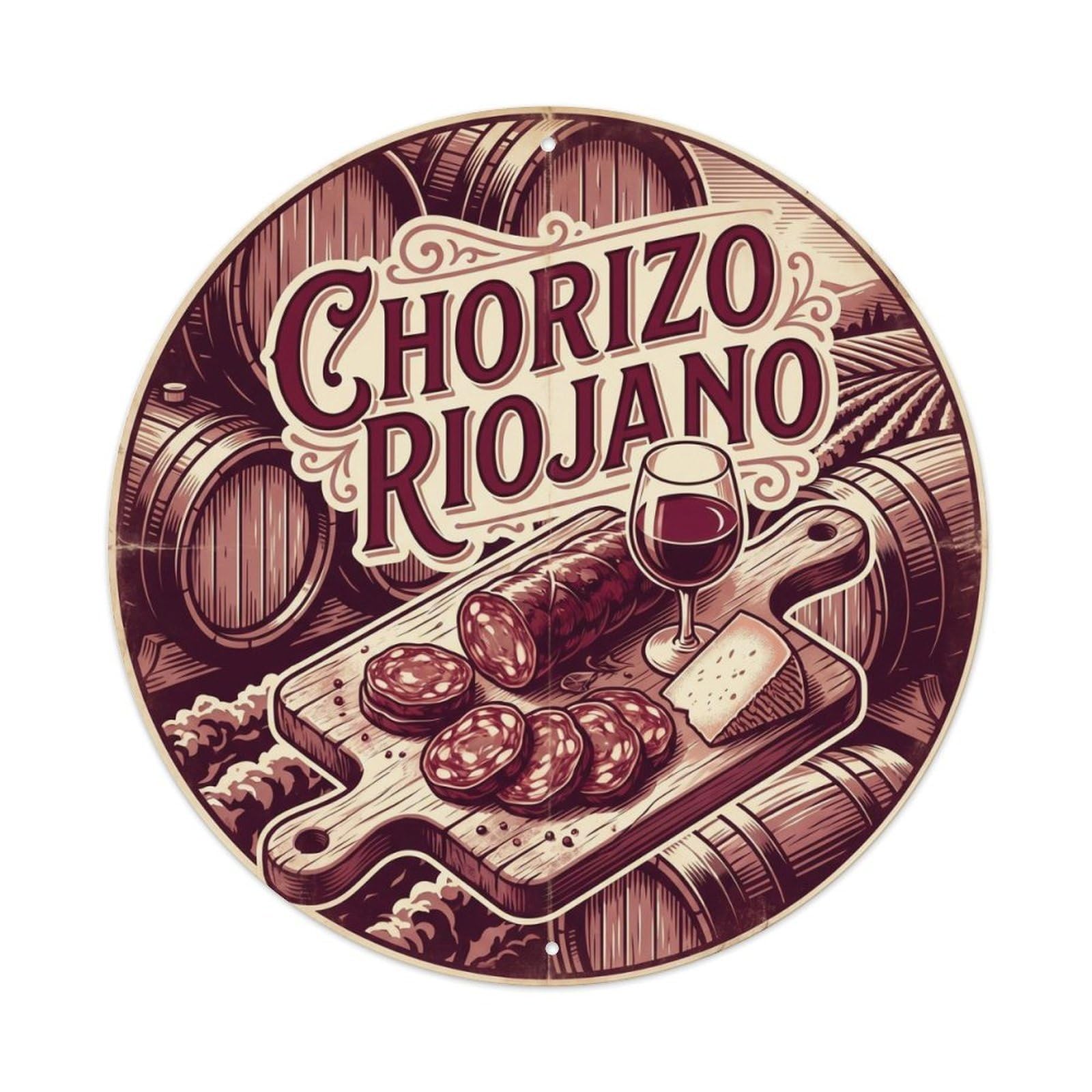 Spain Cuisine Travel Chorizo Riojano Queso Camerano Metal Tin Sign