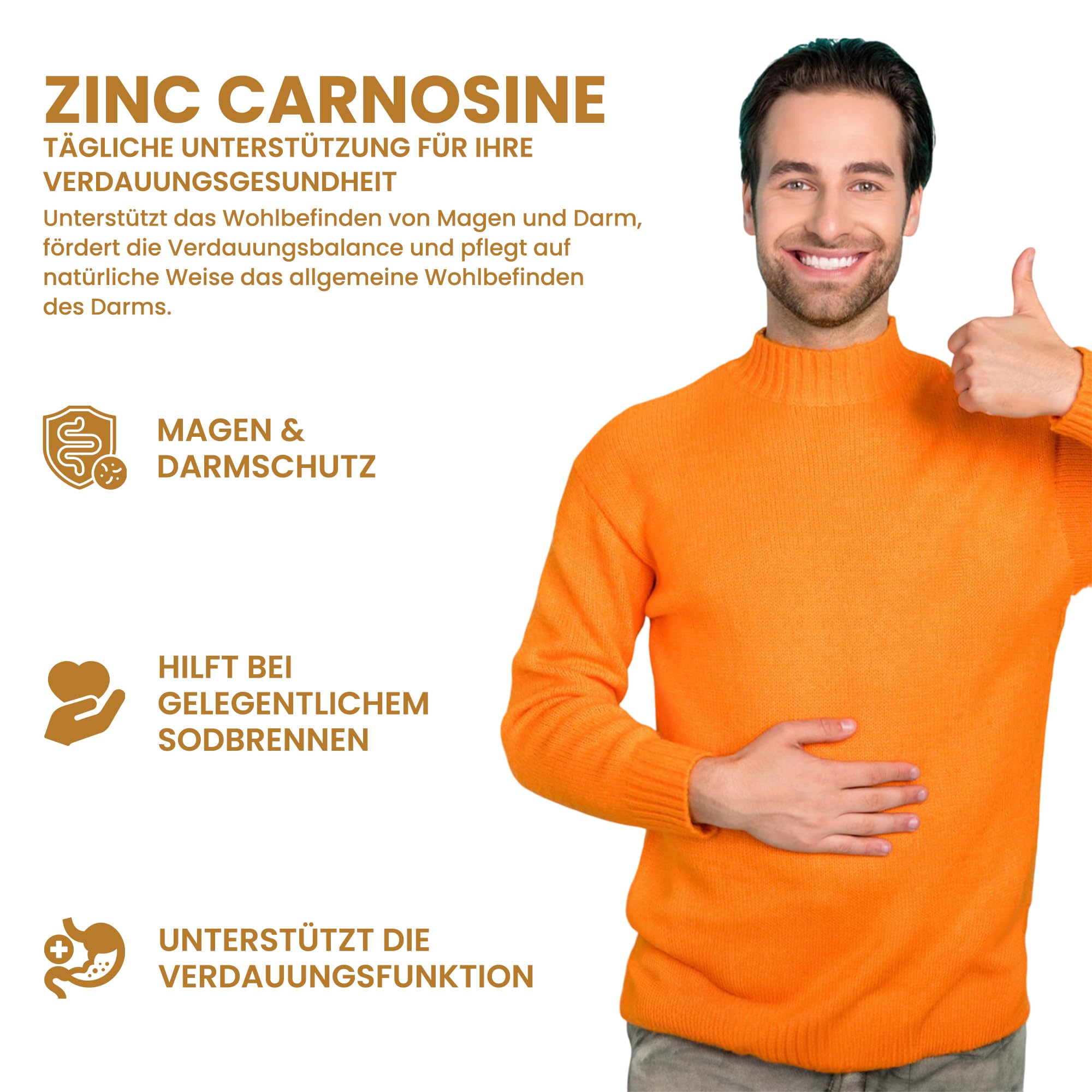 Zink-L-Carnosin | 37,5 mg | 8,25 mg elementares Zink (83% NRV) | 120 vegane Kapseln | Zinc L-Carnosine | GMP & Laborgeprüft