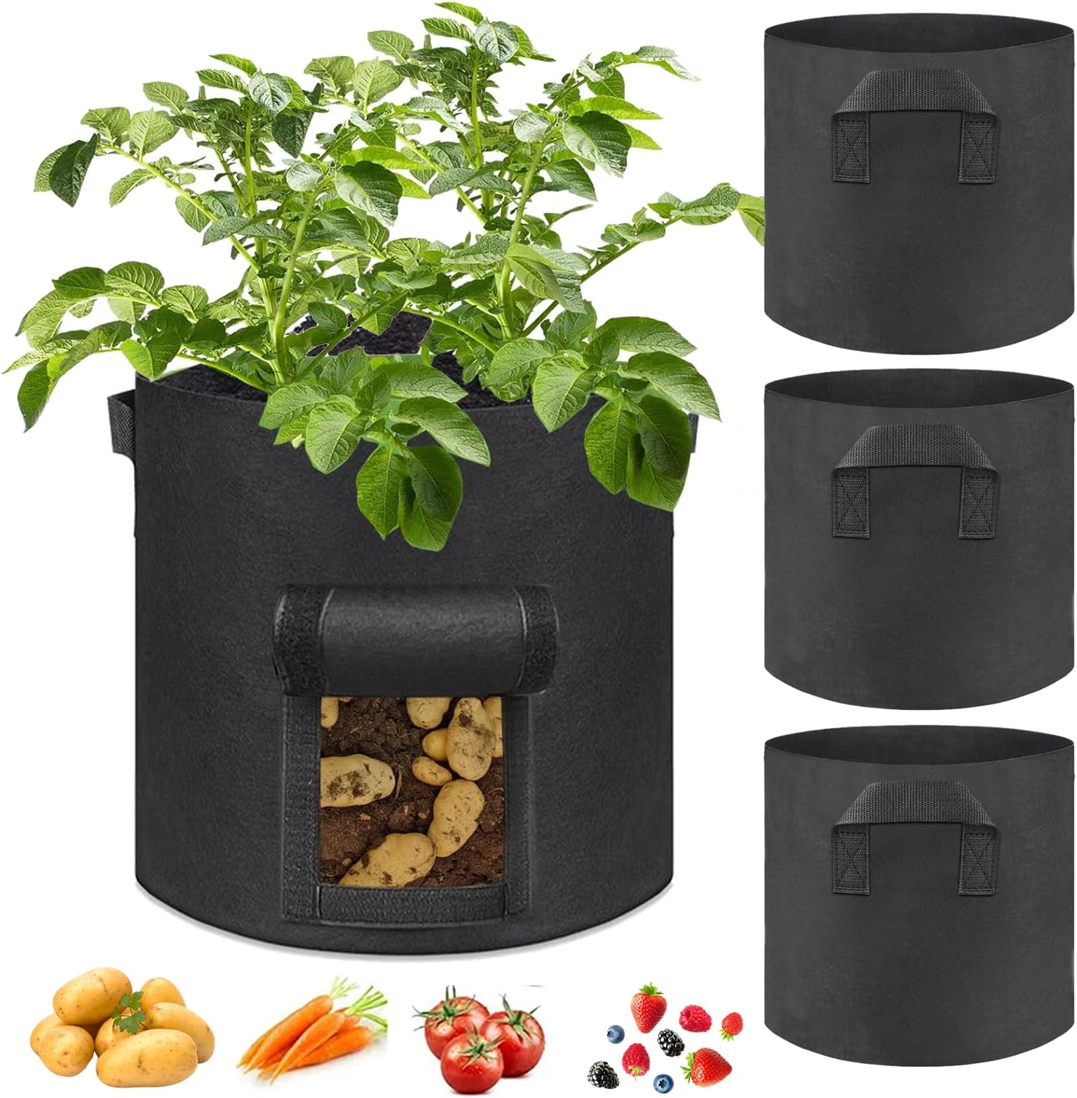 Ankier Potato Growing Bags,3 pack 7 Gallon Vegetable Grow Bags Planter ...