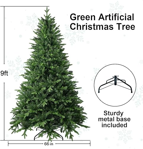 Miniatura 6 de Árbol de Navidad artificial de 9 pies con 3529 puntas de ramas mixtas de polietileno y PVC, árboles de Navidad falsos de abeto de alta calidad sin
