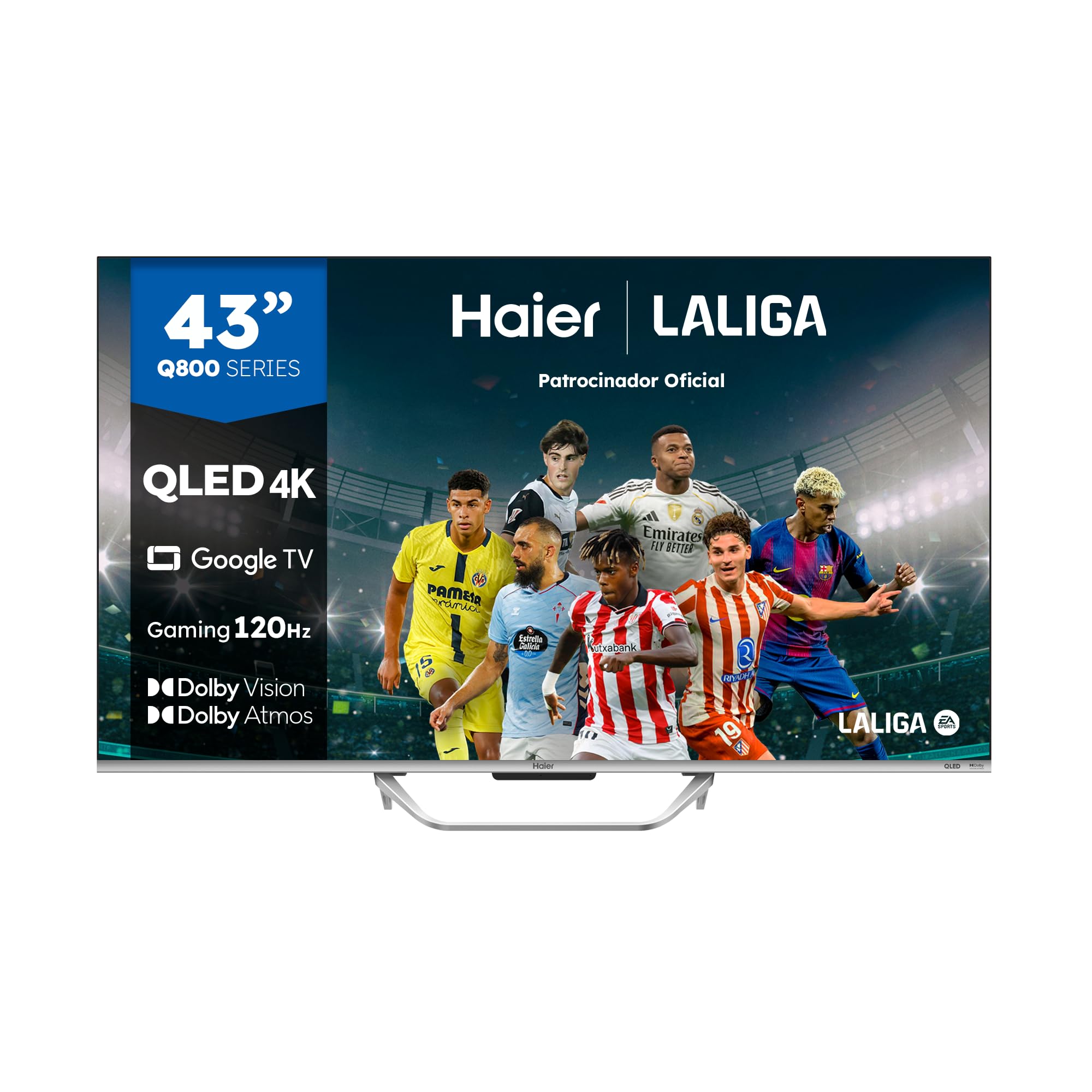 Haier QLED 4K UHD H43Q800UX, 43", Smart TV, Google TV, Dolby Atmos y Dolby Vision, HDR 10, Smart Remote Control, Google Assistant, Bluetooth 5.1, DBX TV, HDMI 2.1 x 4, Sin Marcos, 2024