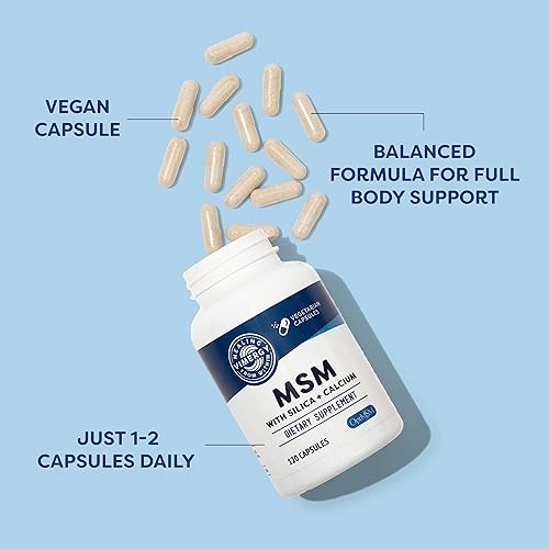 Miniatura 3 de Vimergy MSM con cápsulas de sílice + calcio, 120 porciones, apoya la salud ósea, promueve la salud del cabello y las uñas, sin OMG, sin gluten,