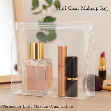 30 Pack Clear Makeup Bag Organizer Cosmetic Zipper Pouch TSA Approved Small Travel Pouches for Toiletries Transparent EVA Reusable Water-resistant Plastic Gift Bags Bulk, 5 Sizes, 6 Packs of Each