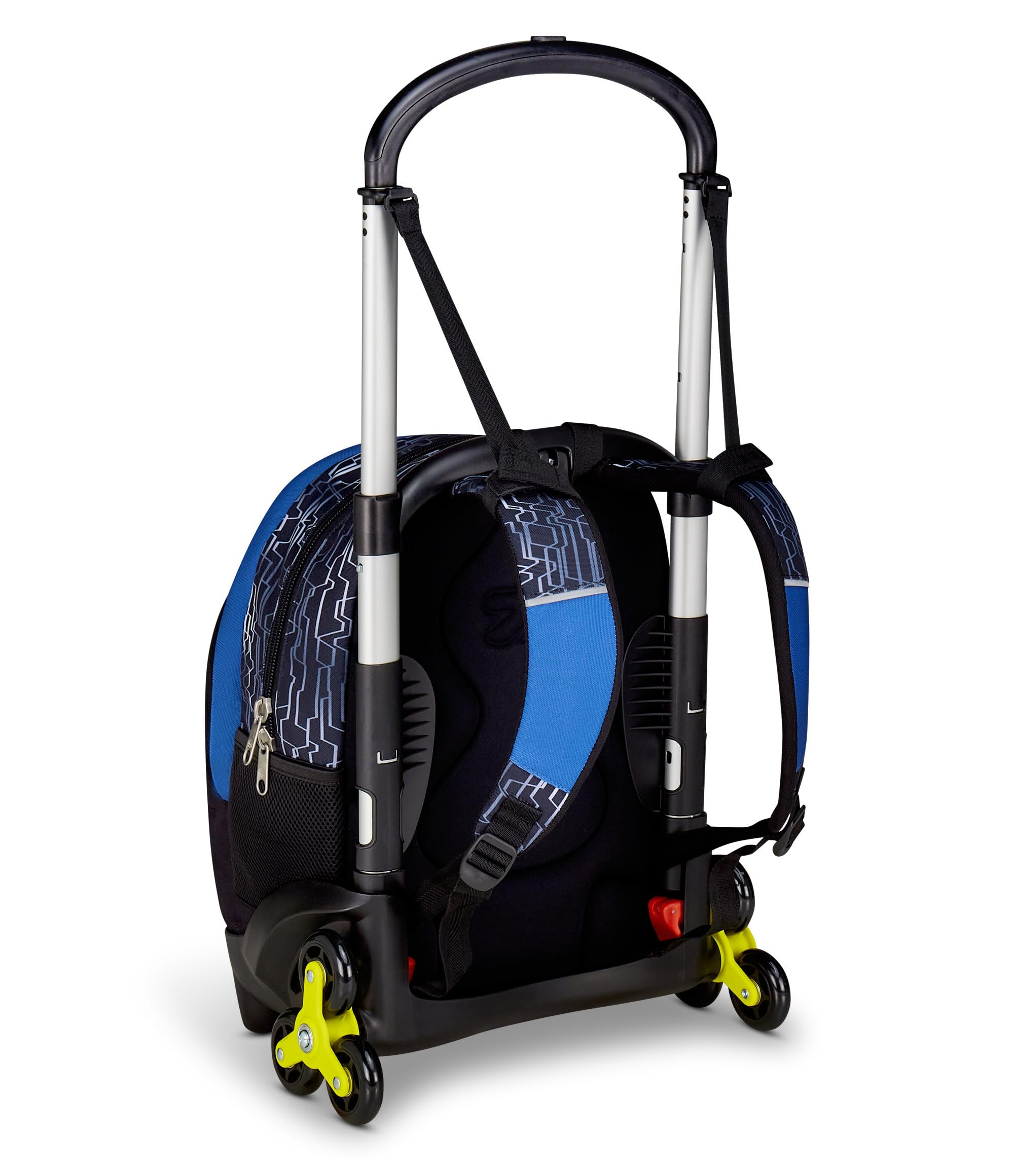 Seven Trolley Scuola Flex 3 Ruote, Blu Giallo, Zaino Con Carrello Sganciabile Da 31 Litri, Con Tasca PC, Tasca Borraccia, Multiuso, Maneggevole e Confortevole, Scuole Medie e Superiori, Ragazzo