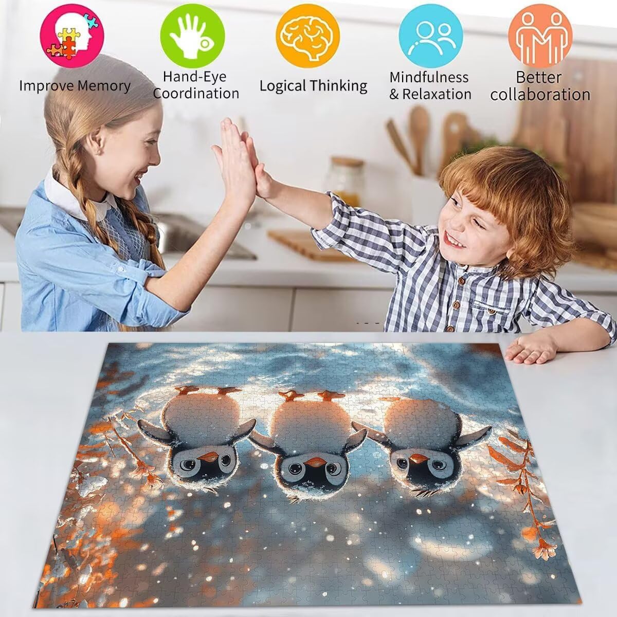 Pinguino Jigsaw Puzzle Adulti 2000 pezzi Jigsaw Puzzles Classici Arte Impossibili Grandi Dimensioni Cartone Animato per Adulti e Ragazzi Divertimento Giochi Rilassamento e Intelligence 70x99cm t-861