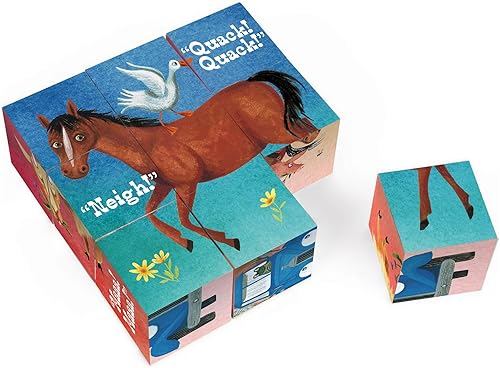 Vista 4 de YOTTOY Colección contemporáneapequeño camión azul apilable, 6 rompecabezas en 1 (9 piezas), juguetes interactivos de aprendizaje de la primera