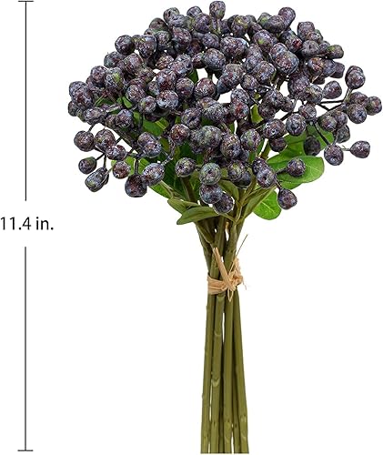 Miniatura 9 de DILATATA Bayas de Navidad artificiales de plástico, bayas de Navidad para festivales, manualidades y decoración del hogar, bayas de invierno de 11