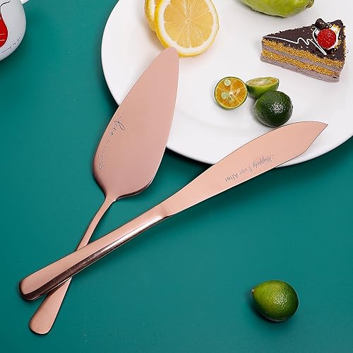 Miniatura 2 de Juego de cuchillo y servidor para pastel de boda, juego de corte de pastel para boda, juego de servir pastel de regalo, para bodas, fiestas de