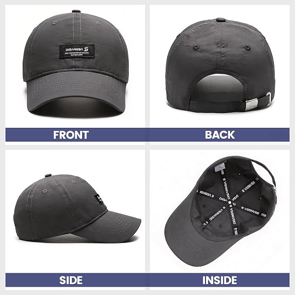 LCKEBT 2 Packs Gorras Verano Running Hombre Impermeable, Gorra de Béisbol Secado Rápido Protección Solar, Sombrero de Sol de Transpirable Ligeras Plegable para Senderismo Pesca Jungla - 4