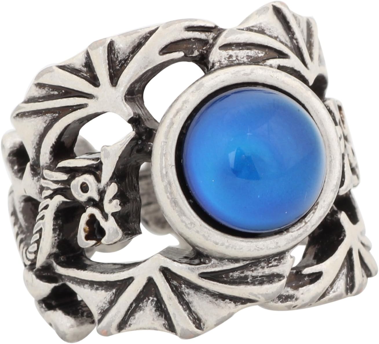 Mojo Bohemia Unique Dragon Pattern Sterling Silver Plated Stone Ring Color Change Mood Rings MJ-RS040 (9)