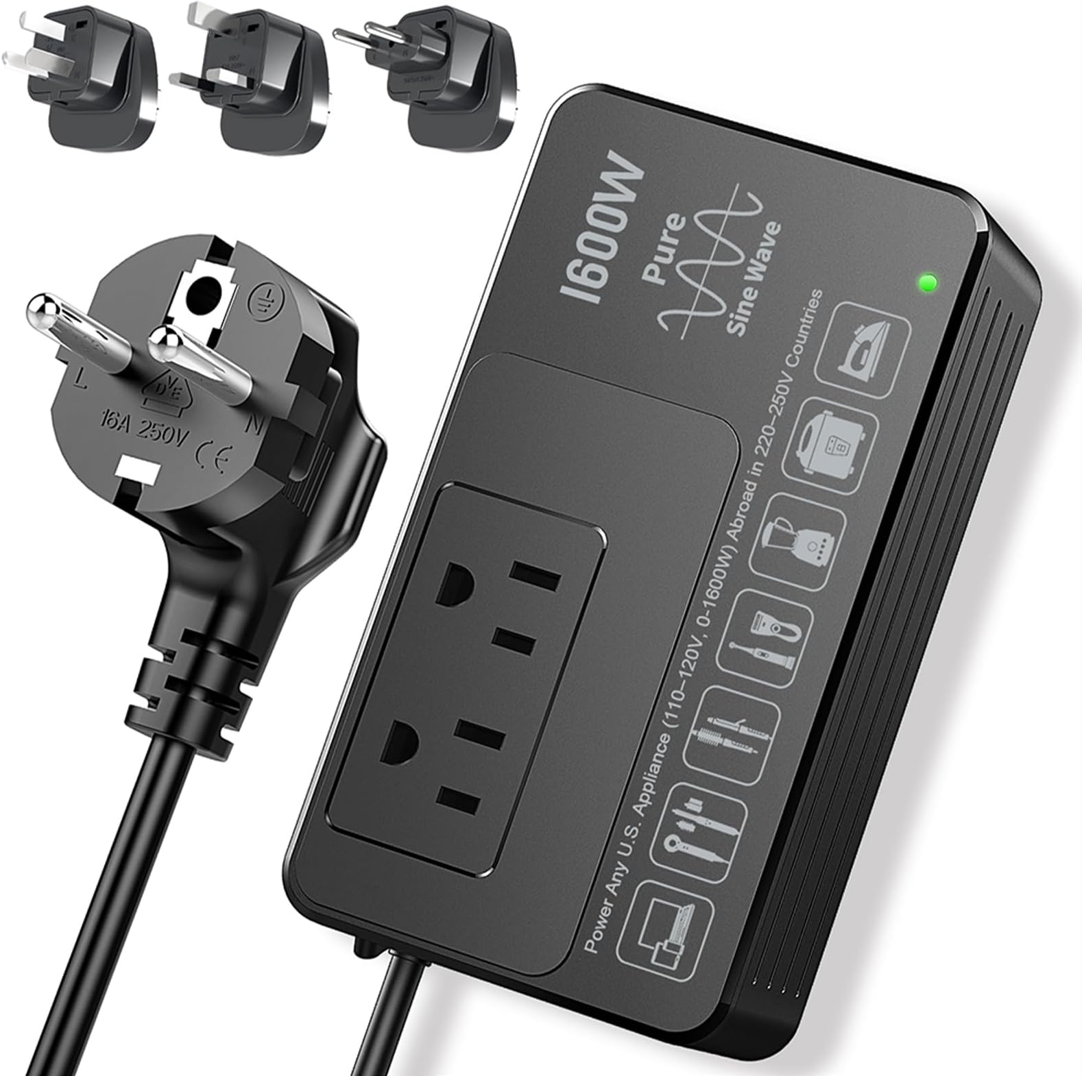 HYTED 1600W 220V to 110V Voltage Converter, Power Any American Appliances in 220-250V, Plug & Play, No Limitations, Universal Power Plug Adapter Voltage Converter US to Europe International Travel